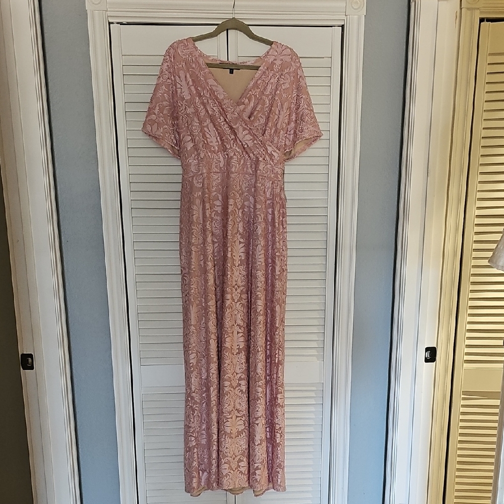 LuLaRoe Pink Velvet Elegant Noelle Dress